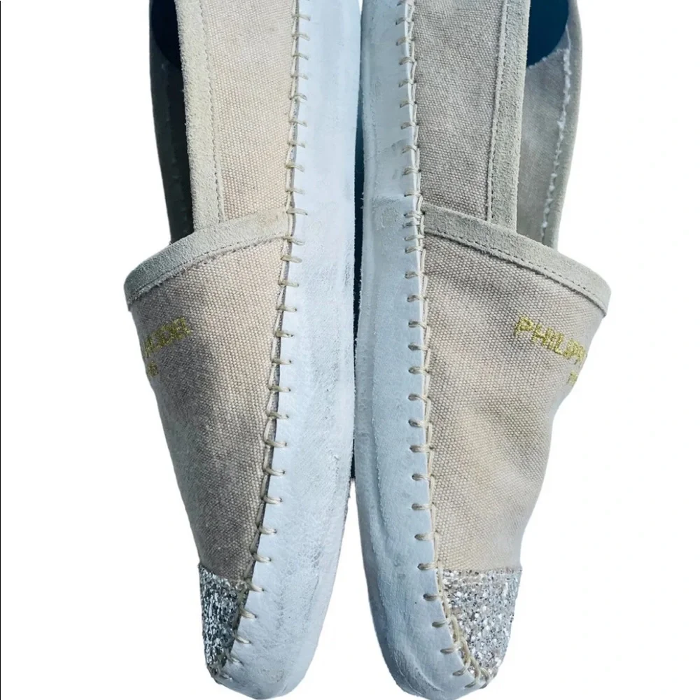 Philippe Mode Paris Canvas Womens Sz 37 US 7 Nude Loafers - Picture 5 of 8